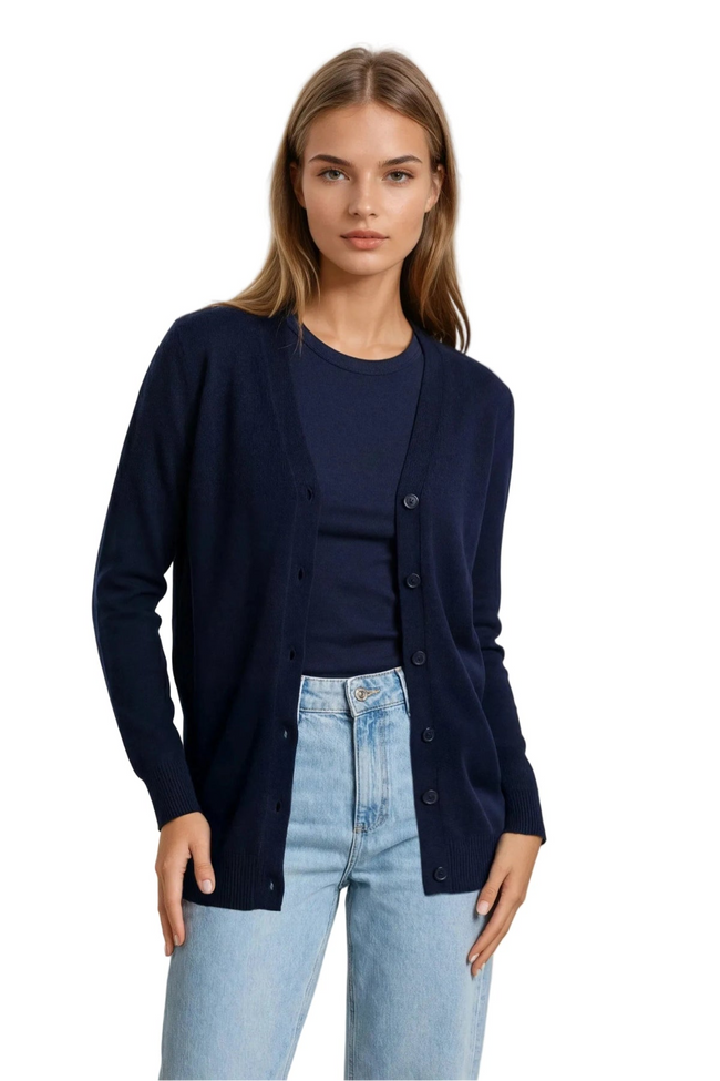 Subtle Luxury Sweater Boyfriend Cotton Cashmere Sweater Cardigan with Chiffon Silk Back