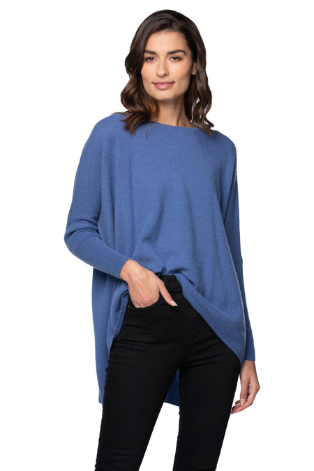 100% Cashmere Comfort Crew Sweater in Majolica Blue