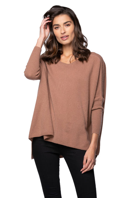 100% Cashmere Reversible Easy V-Neck Sweater in Happy Colors