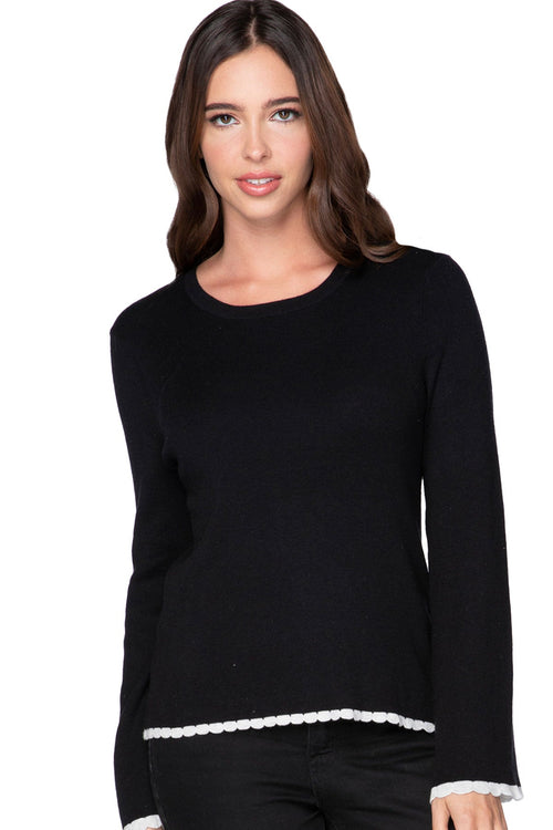 Subtle Luxury Sweater Charlotte Scallop Edge Sweater Zen Blend Crewneck Pullover