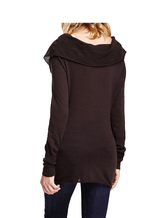 Subtle Luxury Sweater Cowl-Neck Sweater | Open Knit Stitch Sheer Front | Tencil - Cashmere Blend Knit (Copy)
