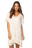 Subtle Luxury Sweater Dress Zen Blend Cathy V-Neck Ruffle Sweater Knit Dress
