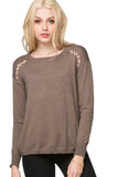 Subtle Luxury Sweater Ella Lace Up Detail Pullover / S/M / Coco Ella Lace Up Detail Pullover Cotton Cashmere Sweater