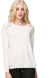 Subtle Luxury Sweater Ella Lace Up Detail Pullover / S/M / White Ella Lace Up Detail Pullover Cotton Cashmere Sweater on Sale Now