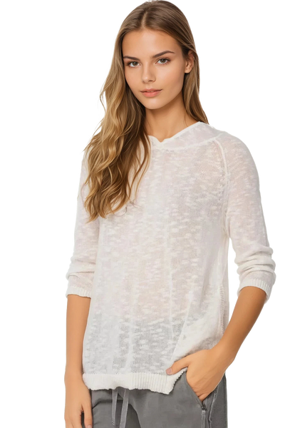 Subtle Luxury Sweater Hoodie XS/S / White Almost Vintage Comfy Slub Knit Sweater Hoodie