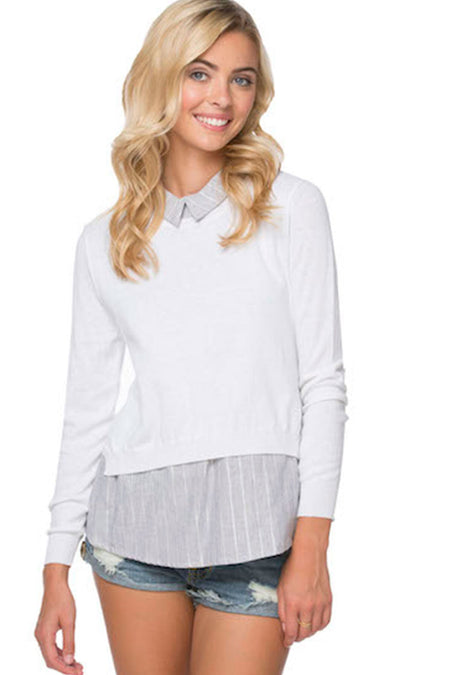 Chunky Cotton Blend Pullover Sweater- Cross Stitch "Keepin' Cozy" hand embroidery