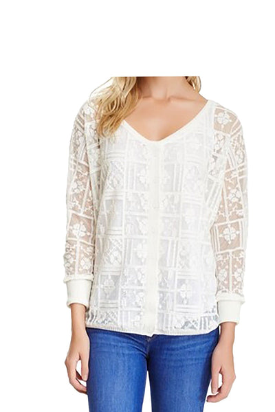 Subtle Luxury Sweater Mixed Media | Crew to V Neck Reversible Sweater in Froth