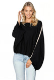 Subtle Luxury Sweater O/S / Black-Oatmeal / Zen Blend Harbor Crewneck Poncho Crop Sweater in Zen Blend