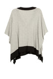 Subtle Luxury Sweater Oversized Border V-Neck Knit Poncho wrap in Cotton/Cashmere