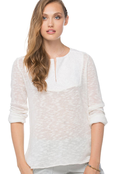 Subtle Luxury Sweater Paneled Long Sleeve Sweater / XS/S / White Paneled Long Sleeve Sweater