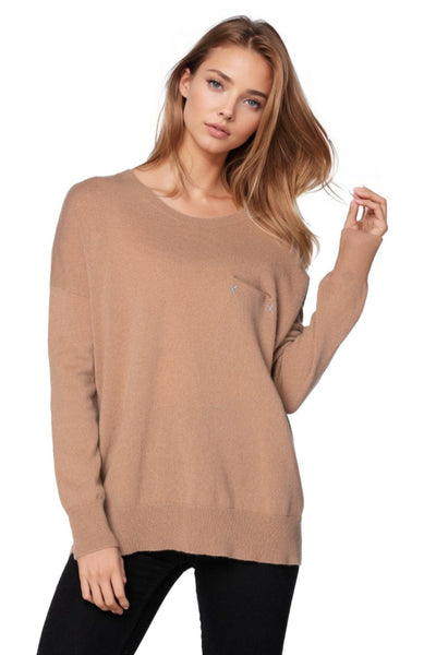 Subtle Luxury Sweater Patricia Crew / S/M / Camel 100% Cashmere Patricia Pocket Crew Sweater