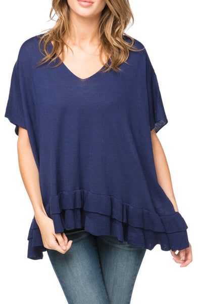 Subtle Luxury Sweater S/M / Admiral / Zen Blend Zen Blend Nora Ruffle Tunic Sweater