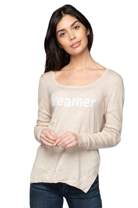 Jane Drop Shoulder Crewneck Sweater "Sunshine" Embroidery | On Sale