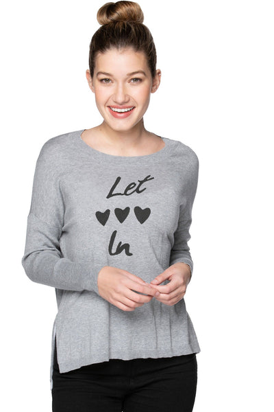 Subtle Luxury Sweater S/M / Smoke-Black / Let Love In Jane Drop Shoulder Crew  "Let Love In" Embroidery