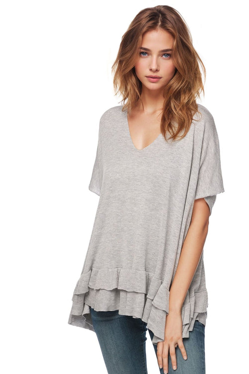 Subtle Luxury Sweater S/M / Smoke / Zen Blend Zen Blend Nora Ruffle Tunic Sweater