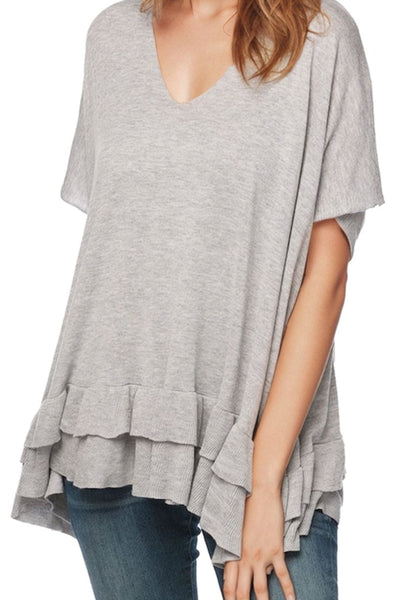 Subtle Luxury Sweater S/M / Smoke grey/ Zen Blend Zen Blend Nora Ruffle Tunic Sweater