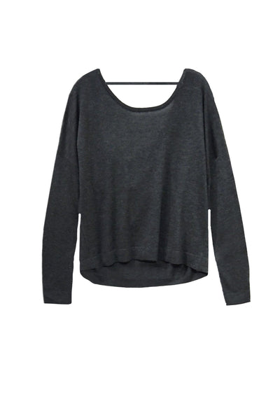 Subtle Luxury Sweater S/M / Storm Tencil ™ Cashmere Blend Drape Back Crop Crewneck Sweater