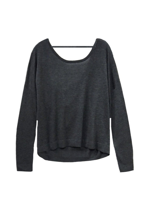 Subtle Luxury Sweater S/M / Storm Tencil ™ Cashmere Blend Drape Back Crop Crewneck Sweater