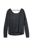Subtle Luxury Sweater S/M / Storm Tencil ™ Cashmere Blend Drape Back Crop Crewneck Sweater