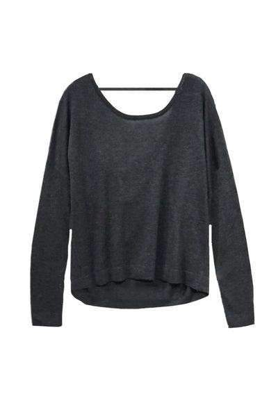 Subtle Luxury Sweater S/M / Storm Tencil ™ Cashmere Blend Drape Back Crop Crewneck Sweater