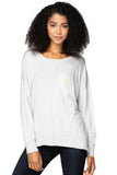 Subtle Luxury Sweater S/M / Surf / Neon Yellow Pineapple Zen Patricia Pocket Pullover with Pineapple Embroidery