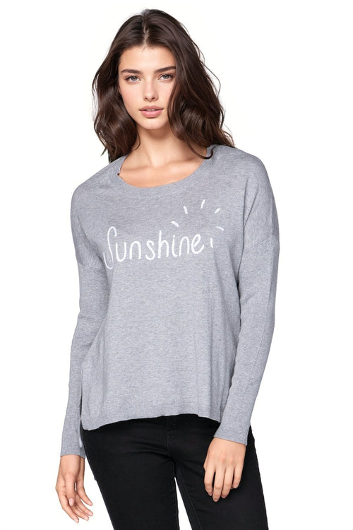 Subtle Luxury Sweater S/M / SW-Smoke / Sunshine Jane Drop Shoulder Crewneck Sweater in Smoke "Sunshine" Embroidery