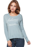 Subtle Luxury Sweater S/M / Water / Island Dreamer Zen Jane Drop Shoulder Crewneck Zen Sweater in Embroidery Stitch On Sale Now