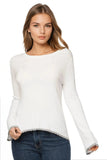 Subtle Luxury Sweater S/M / White/Smoke / Zen Blend Charlotte Scallop Edge Sweater Zen Blend Crewneck Pullover