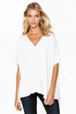 Subtle Luxury Sweater S/M / White / Zen Blend Zen Blend Luisa V-Neck Sweater Knit Poncho