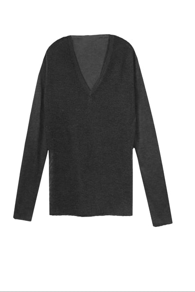 Subtle Luxury Sweater V-Neck Sweater | Open Knit Stitch Tencil - Cashmere Blend Knit
