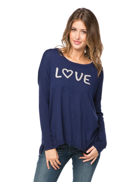 Subtle Luxury Sweater XS/S / Admiral / Love Jane Drop Shoulder Crewneck Sweater with Stitched Embroidery on Sale Now