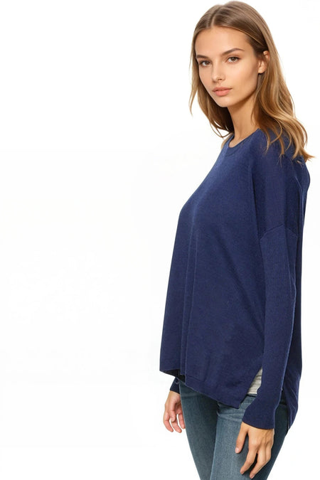 Mixed Media | Crew to V Neck Reversible Sweater in Froth