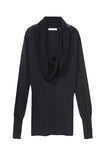Subtle Luxury Sweater XS/S / Black Cowl-Neck Sweater | Open Knit Stitch Sheer Front | Tencil - Cashmere Blend Knit (Copy)