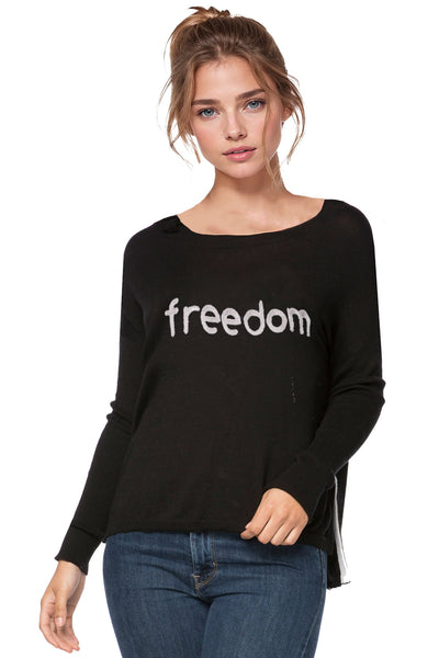 Subtle Luxury Sweater XS/S / Black-Surf / Freedom Jane Drop Shoulder Crew "Freedom" Embroidery
