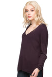 Subtle Luxury Sweater XS/S / Boysenberry / Zen Blend Emma Textured V-neck Pullover Sweater