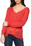 Subtle Luxury Sweater XS/S / Capri V Neck Sweater with Silk Chiffon Panel