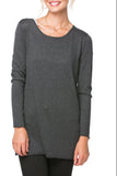 Subtle Luxury Sweater XS/S / Charcoal Silk Panel Crew Neck Sweater | mixed media