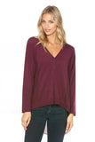 Subtle Luxury Sweater XS/S / Cranberry Boyfriend Cotton Cashmere Sweater Cardigan with Chiffon Silk Back
