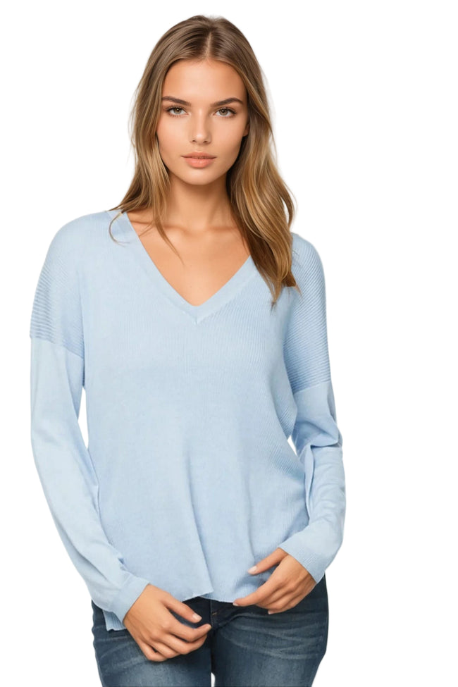 Subtle Luxury Sweater XS/S / Sail / Zen Blend Zen Blend Emma Textured V-neck Pullover Sweater