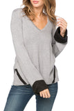 Subtle Luxury Sweater XS/S / Smoke/Black / Zen Blend Zen Blend Sophia Cuffed V-neck Pullover Sweater on Sale Now