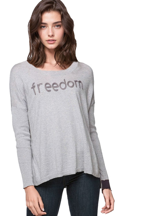 Subtle Luxury Sweater XS/S / Smoke-Lava / Freedom Jane Drop Shoulder Crew "Freedom" Embroidery