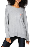 Subtle Luxury Sweater XS/S / Smoke / Neon Pink Heart Zen Patricia Pocket Pullover with Heart Embroidery