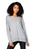 Subtle Luxury Sweater XS/S / Surf / Neon Green Palm Tree Zen Patricia Pocket Pullover Sweater with Palm Embroidery