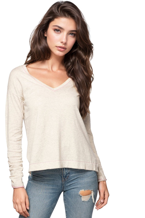 Subtle Luxury Sweater XS/S / Surf/Rose / Zen Blend Zen Blend Julia Contrast Sleeve Pullover Sweater