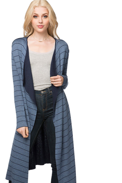 Subtle Luxury Sweater XS/S / Tide-Cosmic / Zen Blend London Reversible Striped Knit Duster Sweater Coat