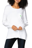 Subtle Luxury Sweater XS/S / White / Neon Green Palm Tree Zen Patricia Pocket Pullover with Palm Embroidery