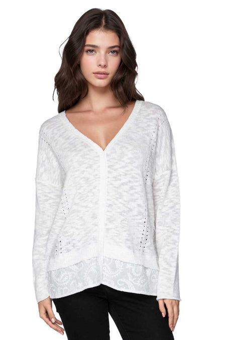 Chunky Cotton Blend Pullover Sweater- Cross Stitch "Keepin' Cozy" hand embroidery