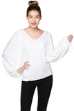 Subtle Luxury Sweater XS/S / White / Zen Blend Celina Balloon/Kimono Sleeve Pullover