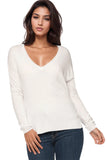 Subtle Luxury Sweater XS/S / White / Zen Blend Emma Textured V-neck Pullover Sweater