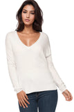 Subtle Luxury Sweater XS/S / White / Zen Blend Zen Blend Emma Textured V-neck Pullover Sweater